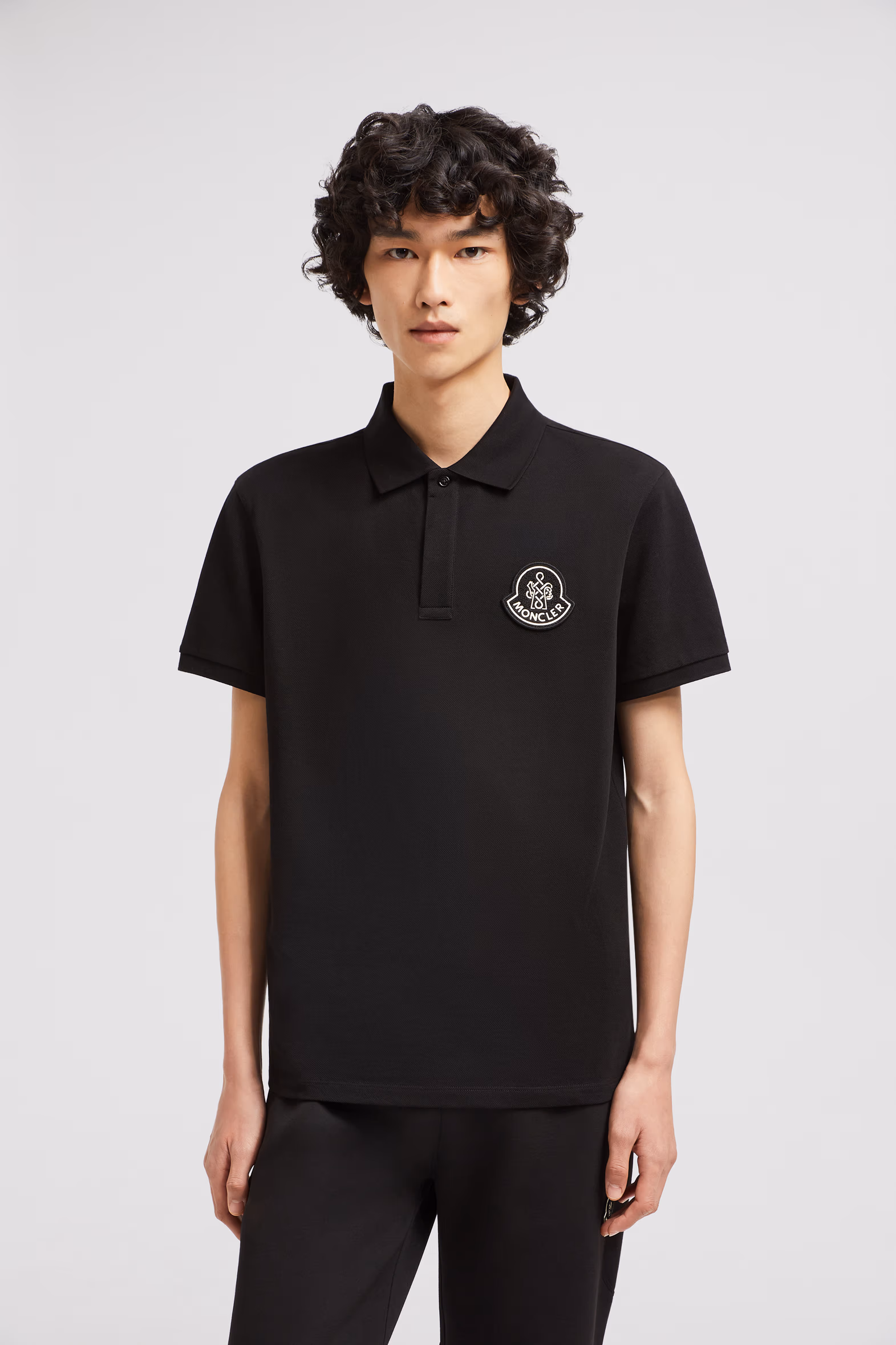 Year of the Snake Patch Cotton Piquet Polo Shirt Men Black Moncler 3
